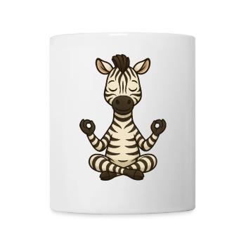 Süßes Zebra Yoga Meditation Entspannung Cartoon - Tasse - Weiß - Vorne