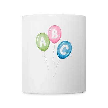 Luftballons mit ABC Buchstaben - zum Schulanfang - Tasse - Weiß - Vorne