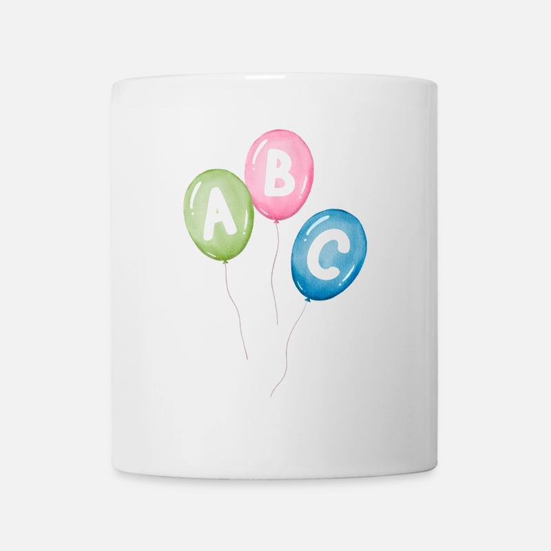 Luftballons mit ABC Buchstaben - zum Schulanfang - Tasse - Weiß