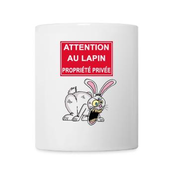 Attention au lapin blanc ! - Mug blanc - blanc - Devant