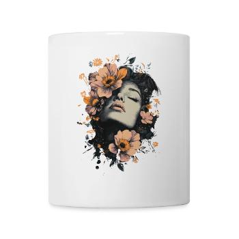 Femme Tête Fleurs Journée Internationale de la Femme Abstrait Créatif - Mug blanc - blanc - Devant