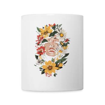 Femme Tête Fleurs Journée Internationale de la Femme Abstrait Créatif - Mug blanc - blanc - Devant