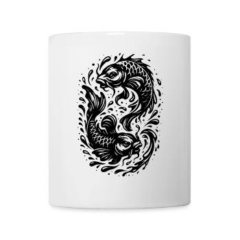 Zwei Kois – Yin-Yang inspiriertes Fischmotiv - Tasse - Weiß - Vorne