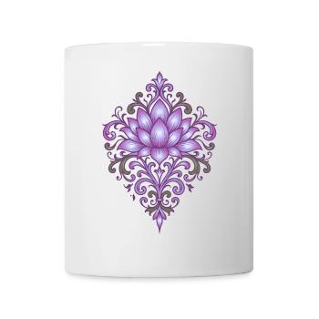 Ornamentale Lotusblüte in Violett & Grün - Tasse - Weiß - Vorne