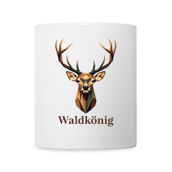 Geometrischer Hirsch mit Waldkönig-Label - Tasse - Weiß - Vorne