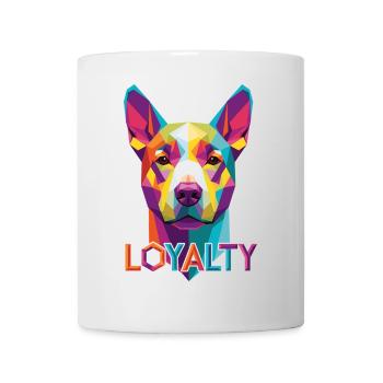 Farbenfroher Hund mit Loyalty Schriftzug - Tasse - Weiß - Vorne