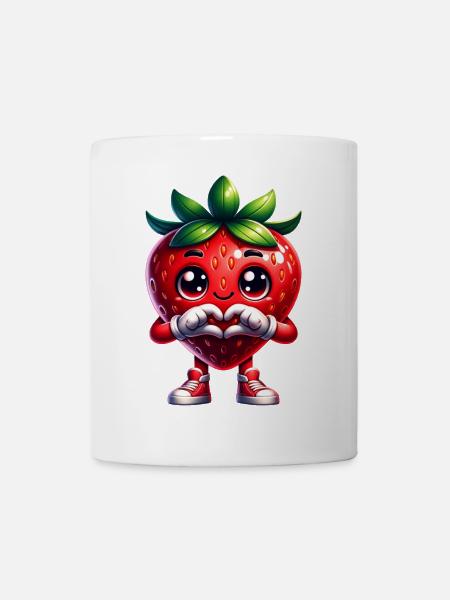 Erdbeere Herzhände  - Tasse - Weiß
