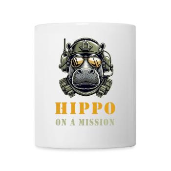 Hippopotamus in Mission - Military Design - Mug - white - Front