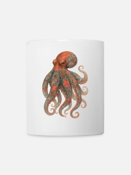 Octopus Yakuza – Watercolor Tattooed Elegance - Mug - white