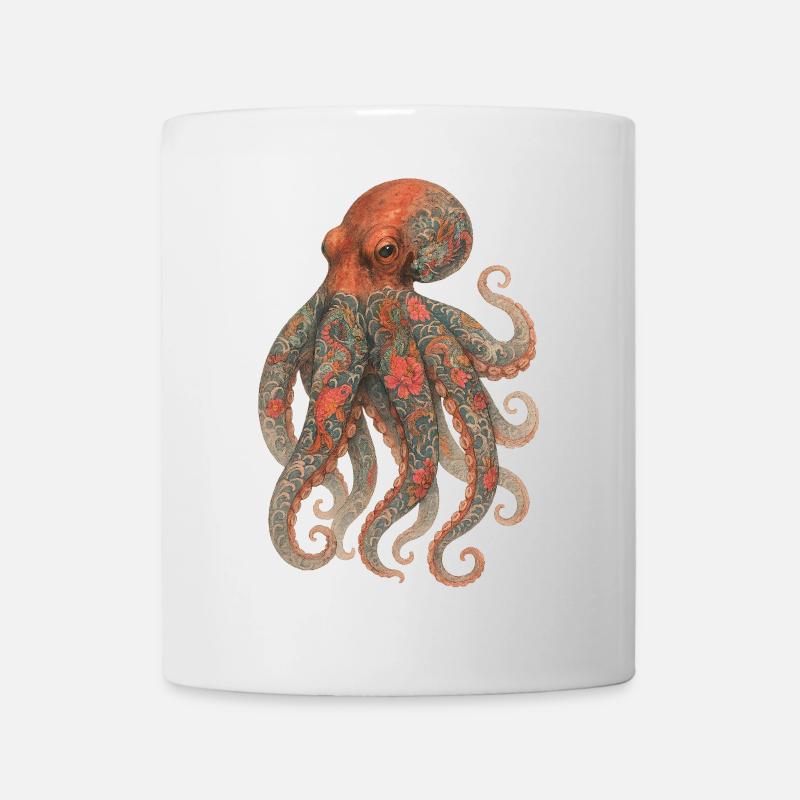 Octopus Yakuza – Watercolor Tattooed Elegance - Mug - white