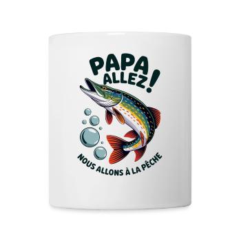 Papa allez! Nous allons à la pêche ! Brochet bondi - Mug blanc - blanc - Devant