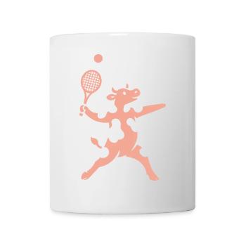 Minimalistische Kuh Tennisspieler Aufschlag  - Tasse - Weiß - Vorne