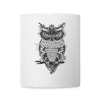 Mystical Ornamental Owl – Dark & Detailed - Mug - white - Front