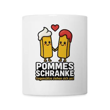 French fries barrier Opposites attract love - Mug - white - Front