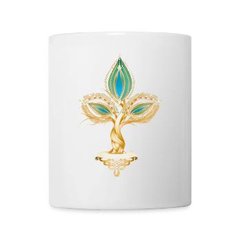 Goldfarbener Baum mit orientalischem Blattornament - Tasse - Weiß - Vorne