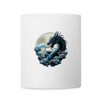 Dragon bleu mystique avec lune - Nuit enchantée - Mug blanc - blanc - Devant