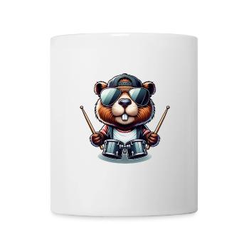 Cool Castor Batteur Rock Musique Animal - Mug blanc - blanc - Devant