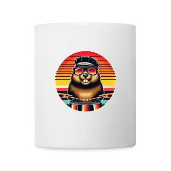 Retro Beaver Drummer With Drumsticks - Mug - white - Front