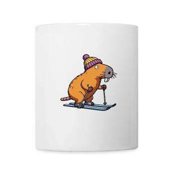 Comic Capybara Bonnet de ski Moniteur de ski Descente - Mug blanc - blanc - Devant