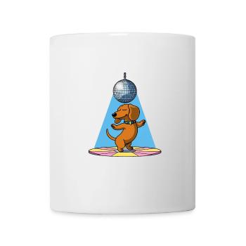 chien teckel boule disco danse danse dans une soirée disco - Mug blanc - blanc - Devant