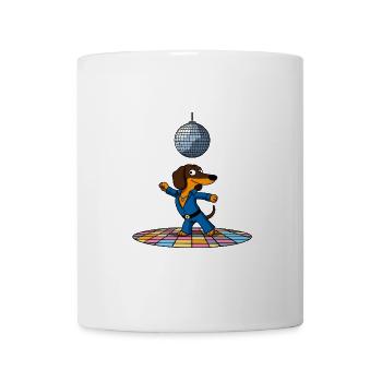 Disco Dog Dachshund Stu Dances Disco Ball Dancer Dance - Mug - white - Front