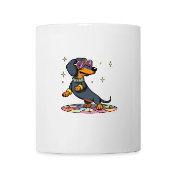Disco Dog Dachshund Stu Dances Disco Ball Dancer Dance - Mug - white - Front