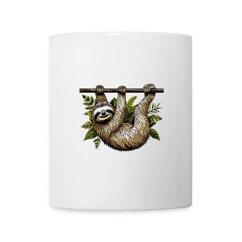 Accrocher paresseux polygone jungle feuilles - Mug blanc - blanc - Devant