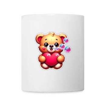 Teddybär mit Herz und Seifenblasen - Tasse - Weiß - Vorne