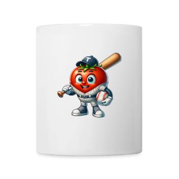 Drôle de joueur de baseball avec motif de tomate - Mug blanc - blanc - Devant