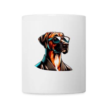 Karate Rodesian Ridgeback Mit Sonnenbrille - Tasse - Weiß - Vorne