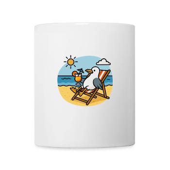 Moin Nordsee Möwe Cocktail Strand Sonne Liegestuhl - Tasse - Weiß - Vorne