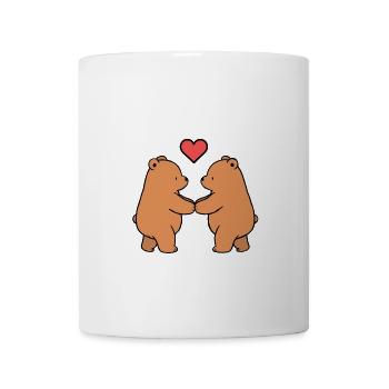 Zwei verliebte Bären Paar Braun Herz Liebe Hände - Tasse - Weiß - Vorne