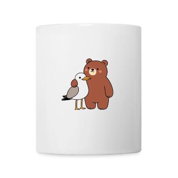 Moin Möwe Vogel Bär Freundschaft Liebe Umarmung - Tasse - Weiß - Vorne