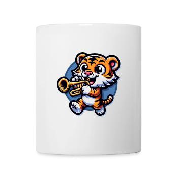 Tigre mignon avec trompette - Mug blanc - blanc - Devant