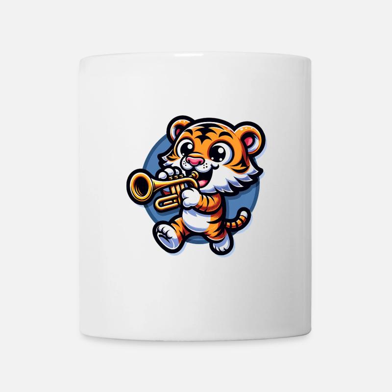 Niedlicher Tiger Mit Trompete - Tasse - Weiß