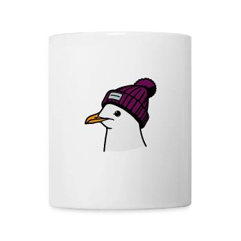 Moin Seagull Beanie Head North Sea Hat Hamburg Purple - Mug - white - Front