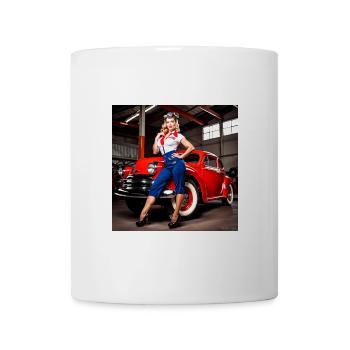 Pinup Auto Stil Retro Car Show - Tasse - Weiß - Vorne