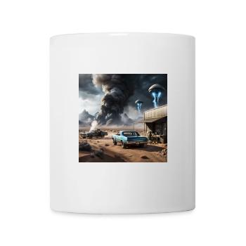 UFO über Wüstenstaub - Tasse - Weiß - Vorne