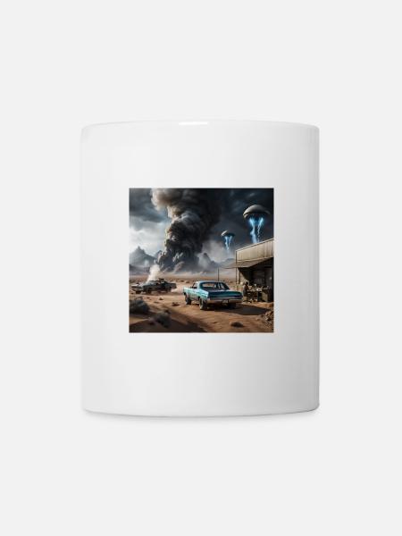 UFO über Wüstenstaub - Tasse - Weiß