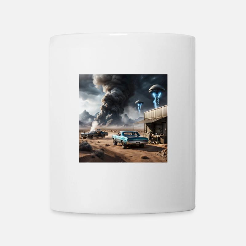 UFO über Wüstenstaub - Tasse - Weiß