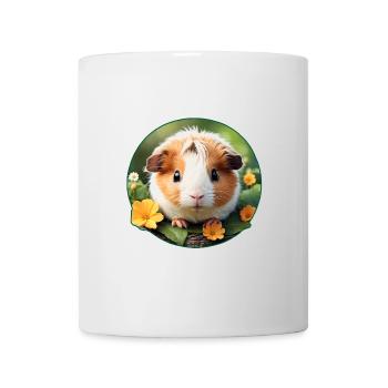 Cute guinea pig in the grass with flowers - Mug - white - Front