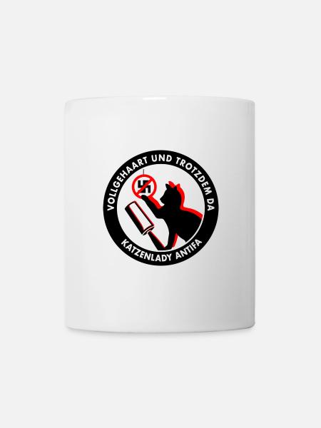 Vollgehaart und trotzdem da: KATZENLADY ANTIFA - Tasse - Weiß