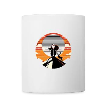 Weihnachtsmann mit Rentieren auf Bergspitze - Tasse - Weiß - Vorne