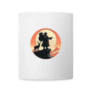 Weihnachtsmann mit Rentieren auf Bergspitze - Tasse - Weiß - Vorne