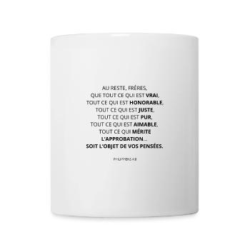 PHILIPPIENS 4:8 - VERSET BIBLE - Couleur noire - Mug blanc - blanc - Devant