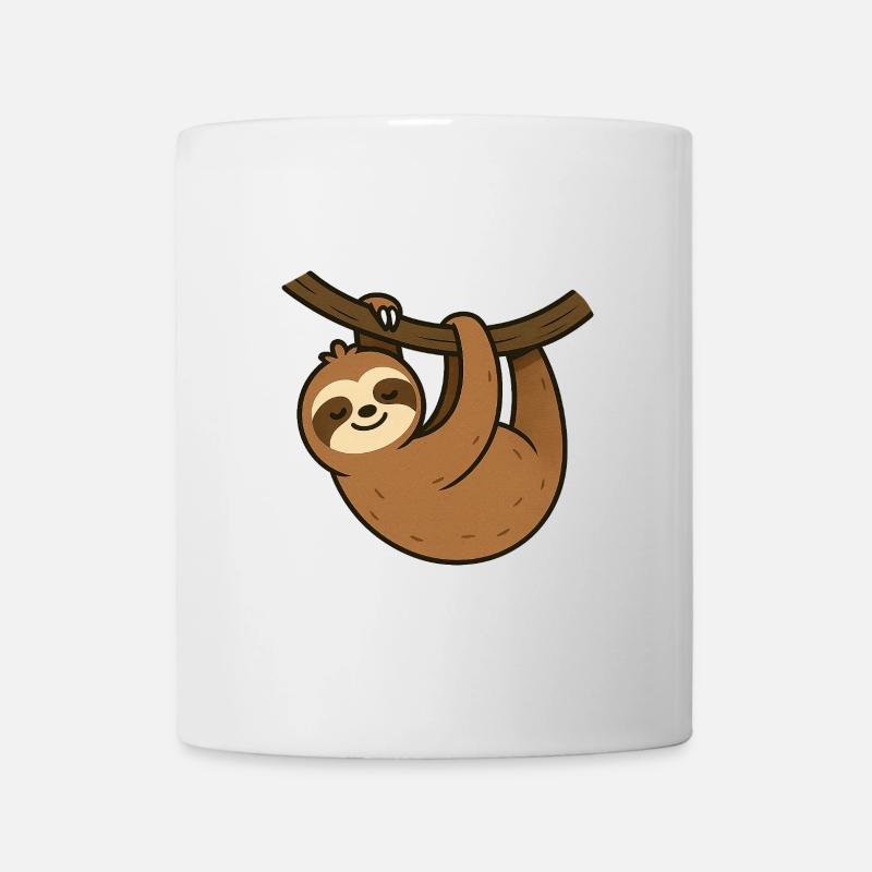 Faultier am Ast Entspannter Moment - Tasse - Weiß