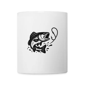 Bait Fish Jump Line Art Fishing Motif - Mug - white - Front