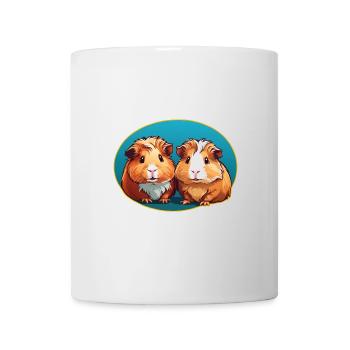 zwei goldige Meerschweinchen im blauen Oval - Tasse - Weiß - Vorne