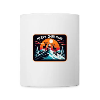 Weihnachtsmann mit Rentieren auf Bergspitze - Tasse - Weiß - Vorne