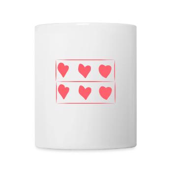 sechs herzen herz rosa rechteck muster - Tasse - Weiß - Vorne